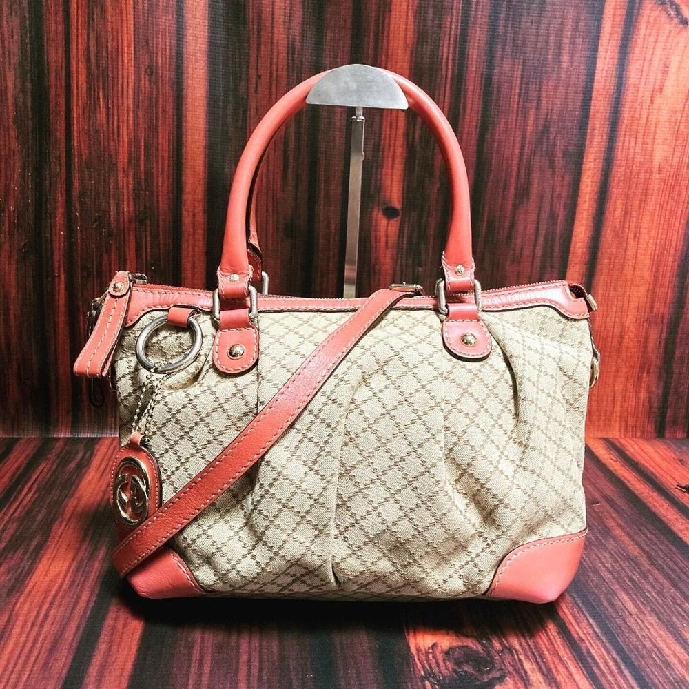Gucci Diamante Shoulder Bag Pink x Beige